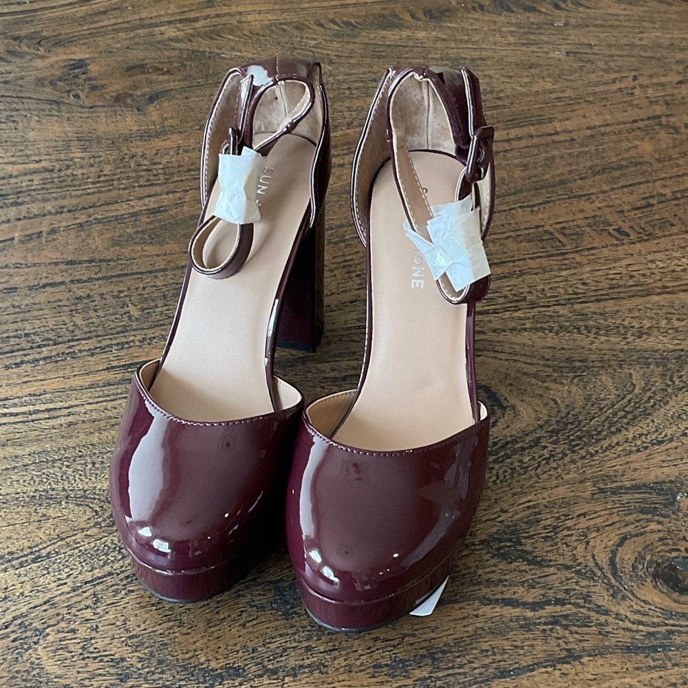 Sun + Stone Maroon Platform Heels